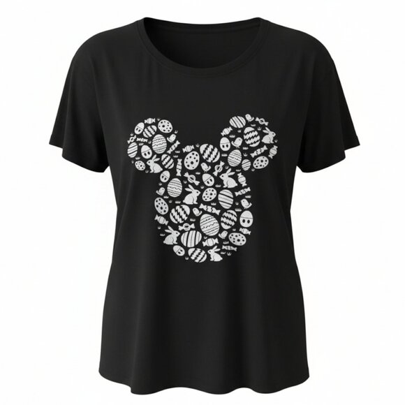 Disney Mickey Short Sleeve Easter TEE BLACK WHITE Size XXL Tee Shirt - Picture 1 of 10